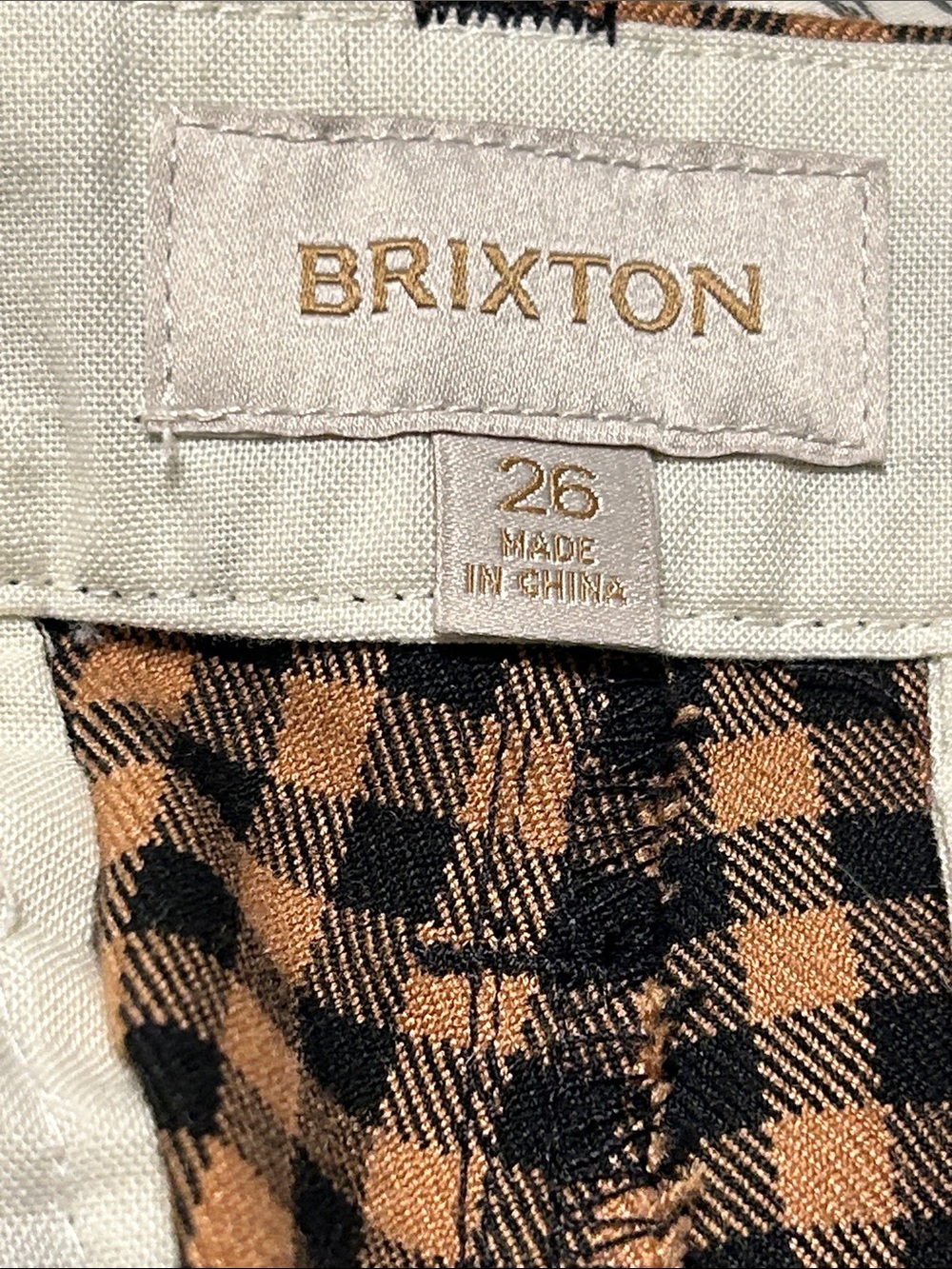 đ©BRIXTON High-Waist Gingham Plaid Shorts in Tan and Black size 26 GUC - Picture 8 of 10